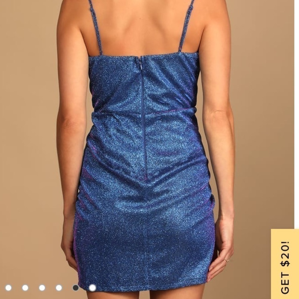 Lulus Sensation Blue purple shift glitter body con mini dress womens XS prom - Picture 4 of 16